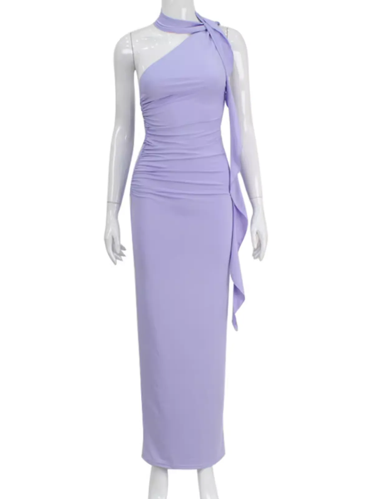 - Purple One Sleeve Dress   GEU1382