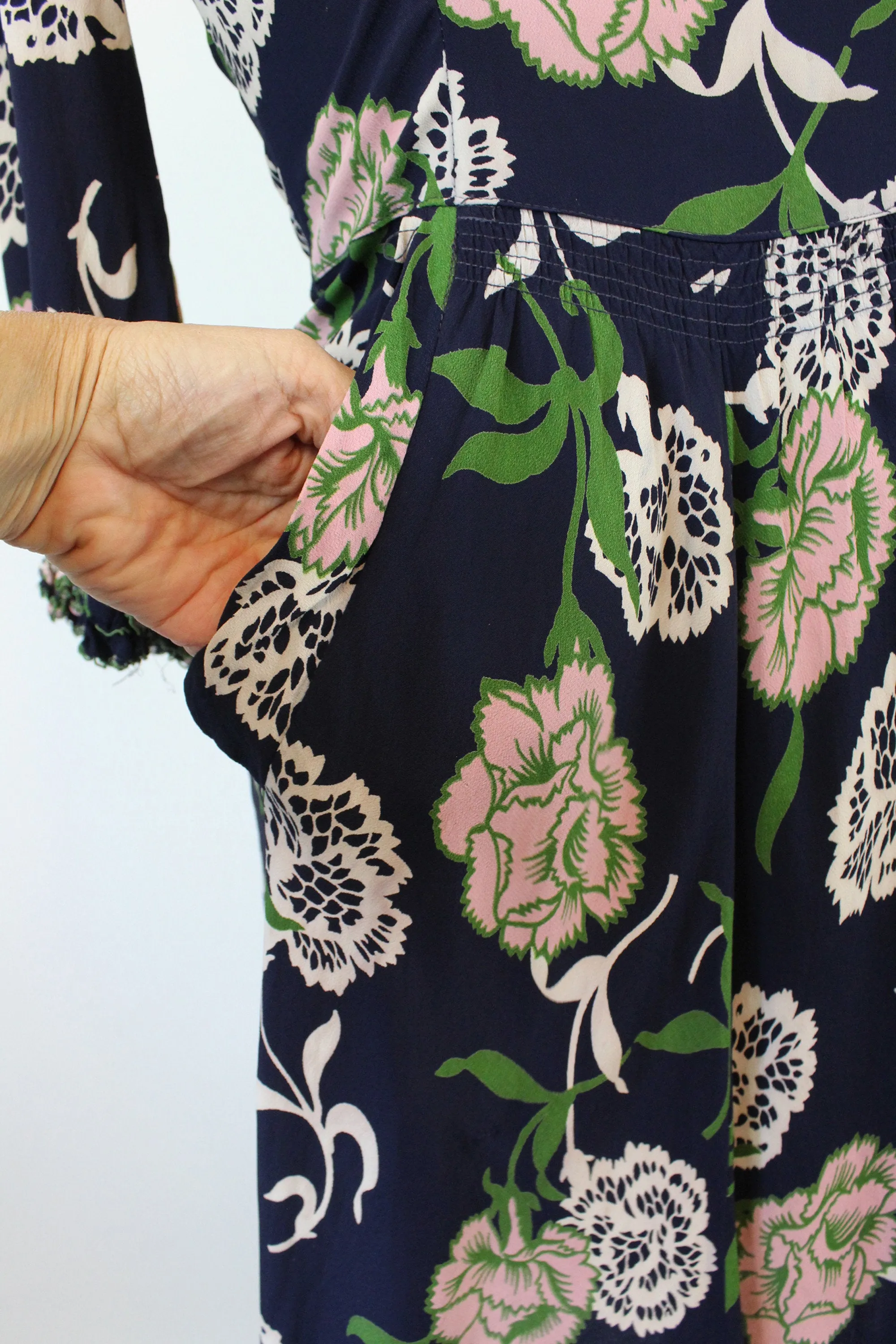 1930s 1940s PINK CARNATION rayon floral dress xs | new fall