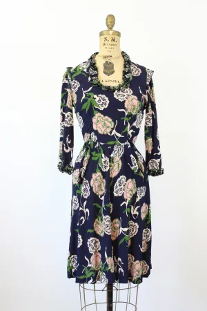 1930s 1940s PINK CARNATION rayon floral dress xs | new fall