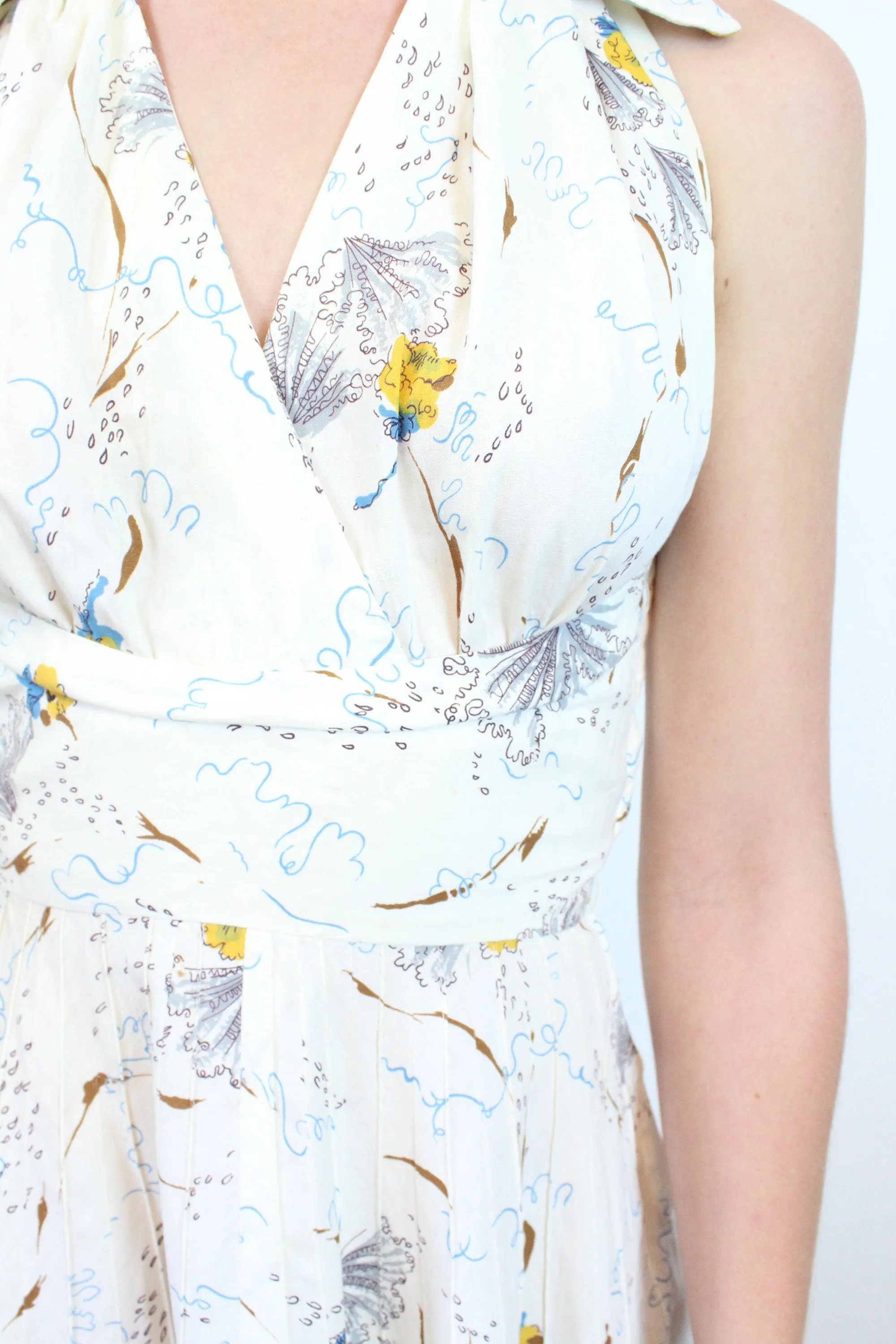 1950s FAN PRINT halter novelty dress xs | new spring summer