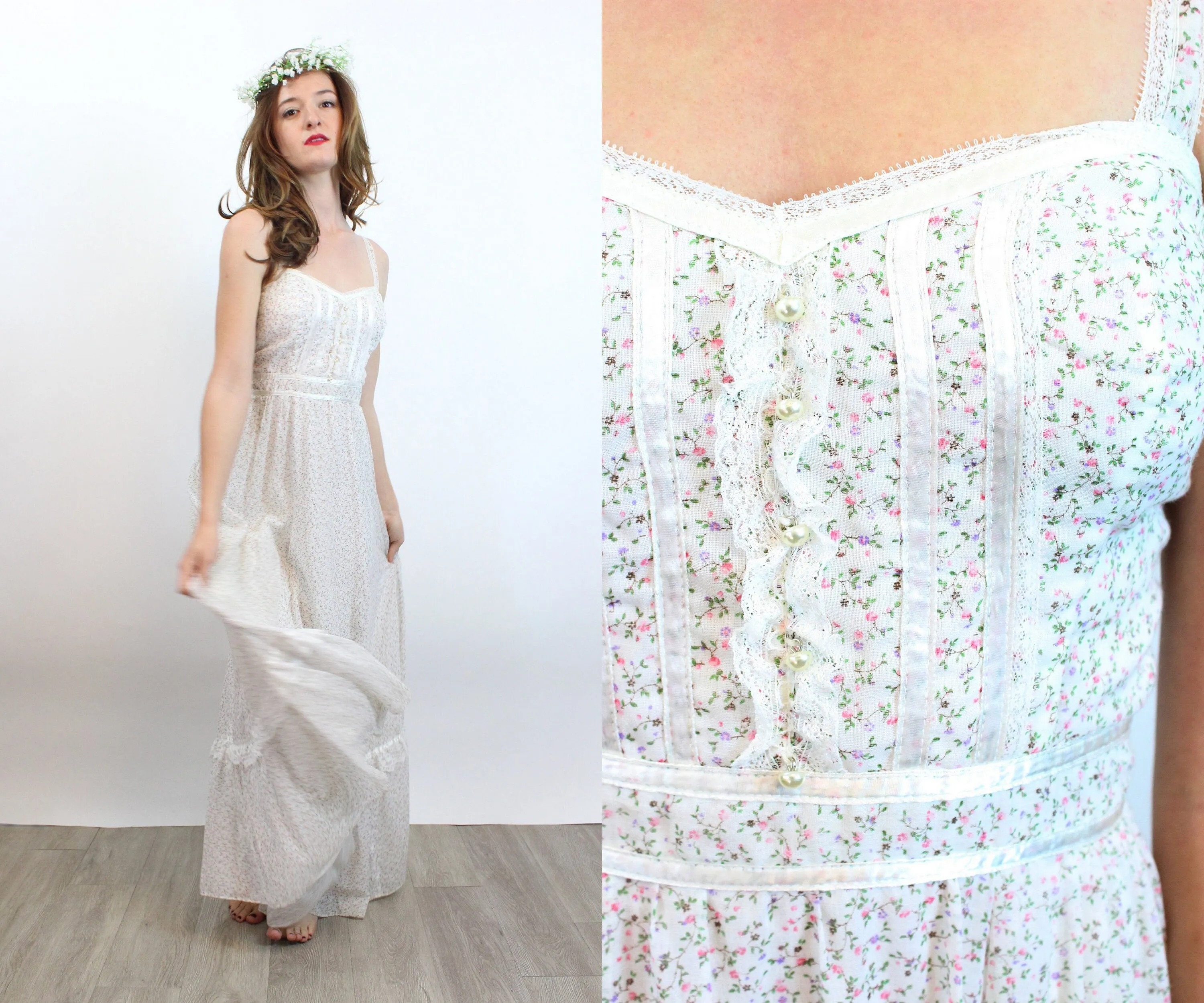 1970s GUNNE SAX floral maxi dress xs | new spring summer