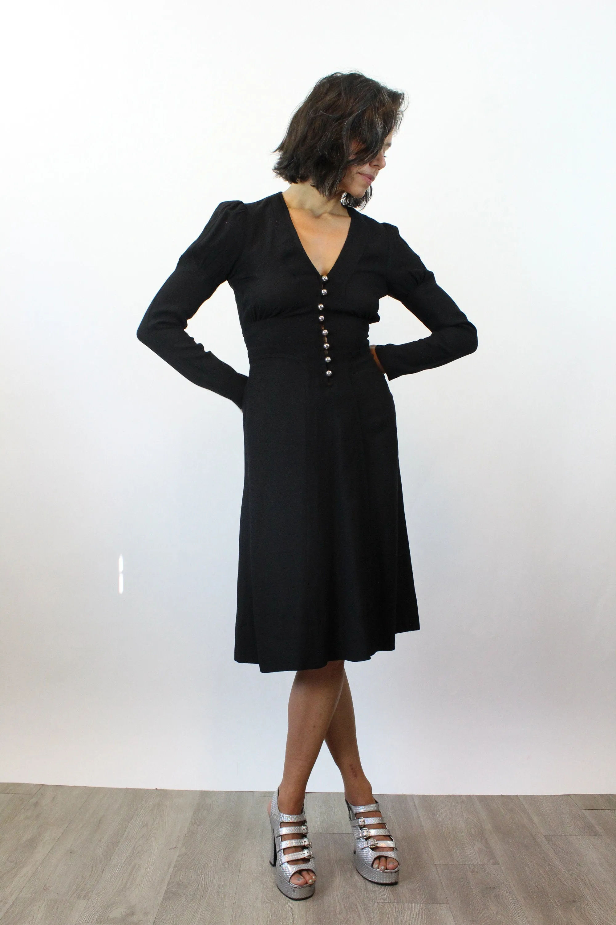 1970s OSSIE CLARK moss crepe dress xs | new fall