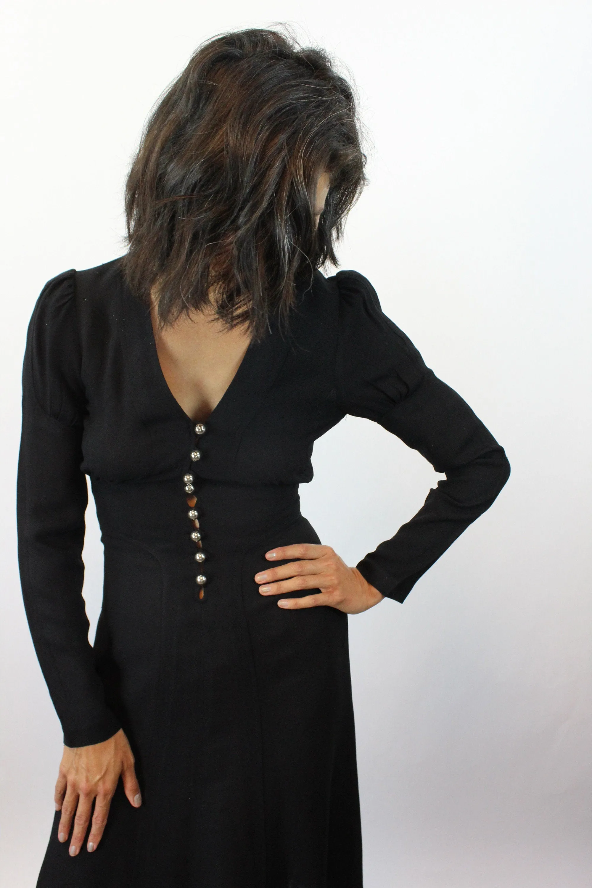 1970s OSSIE CLARK moss crepe dress xs | new fall