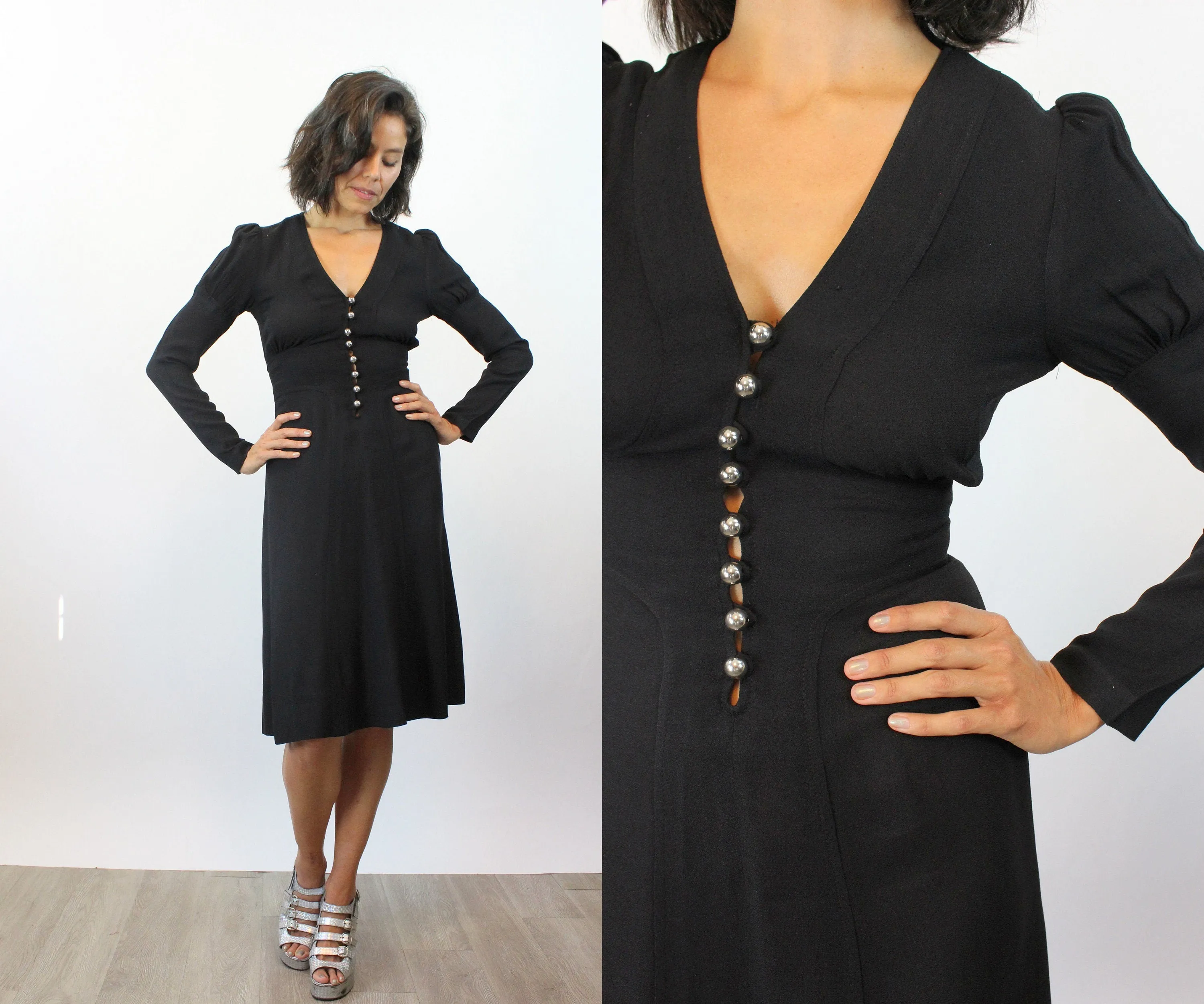 1970s OSSIE CLARK moss crepe dress xs | new fall