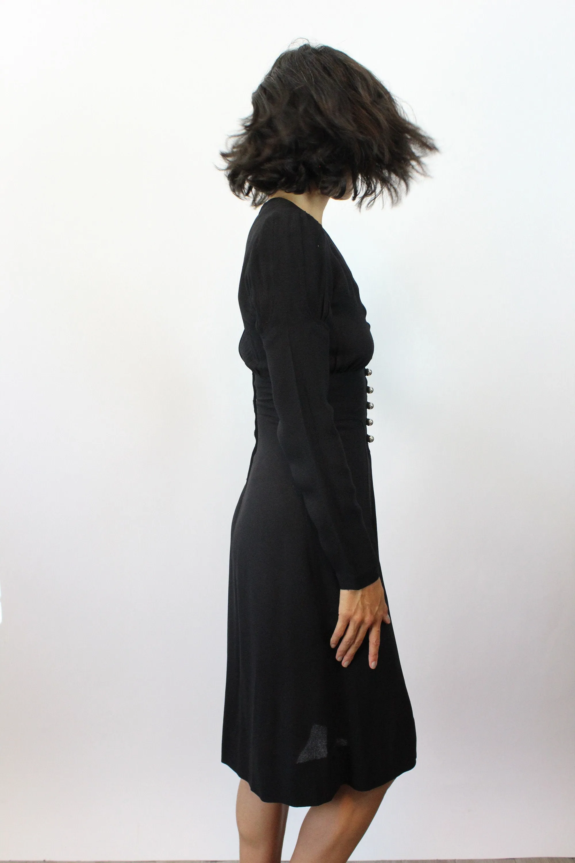 1970s OSSIE CLARK moss crepe dress xs | new fall