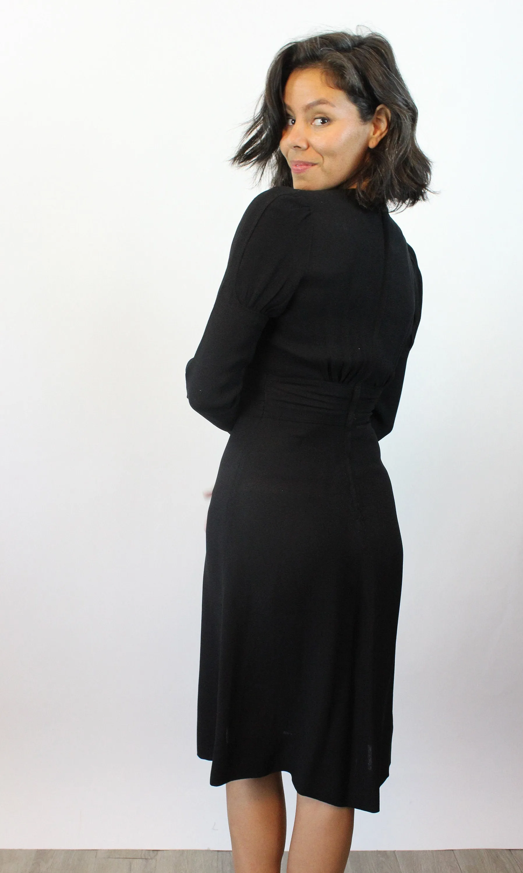 1970s OSSIE CLARK moss crepe dress xs | new fall