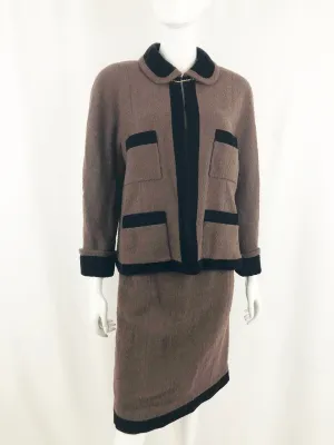 1980's Chanel Velvet Trim Skirt Suit Size M/ 10