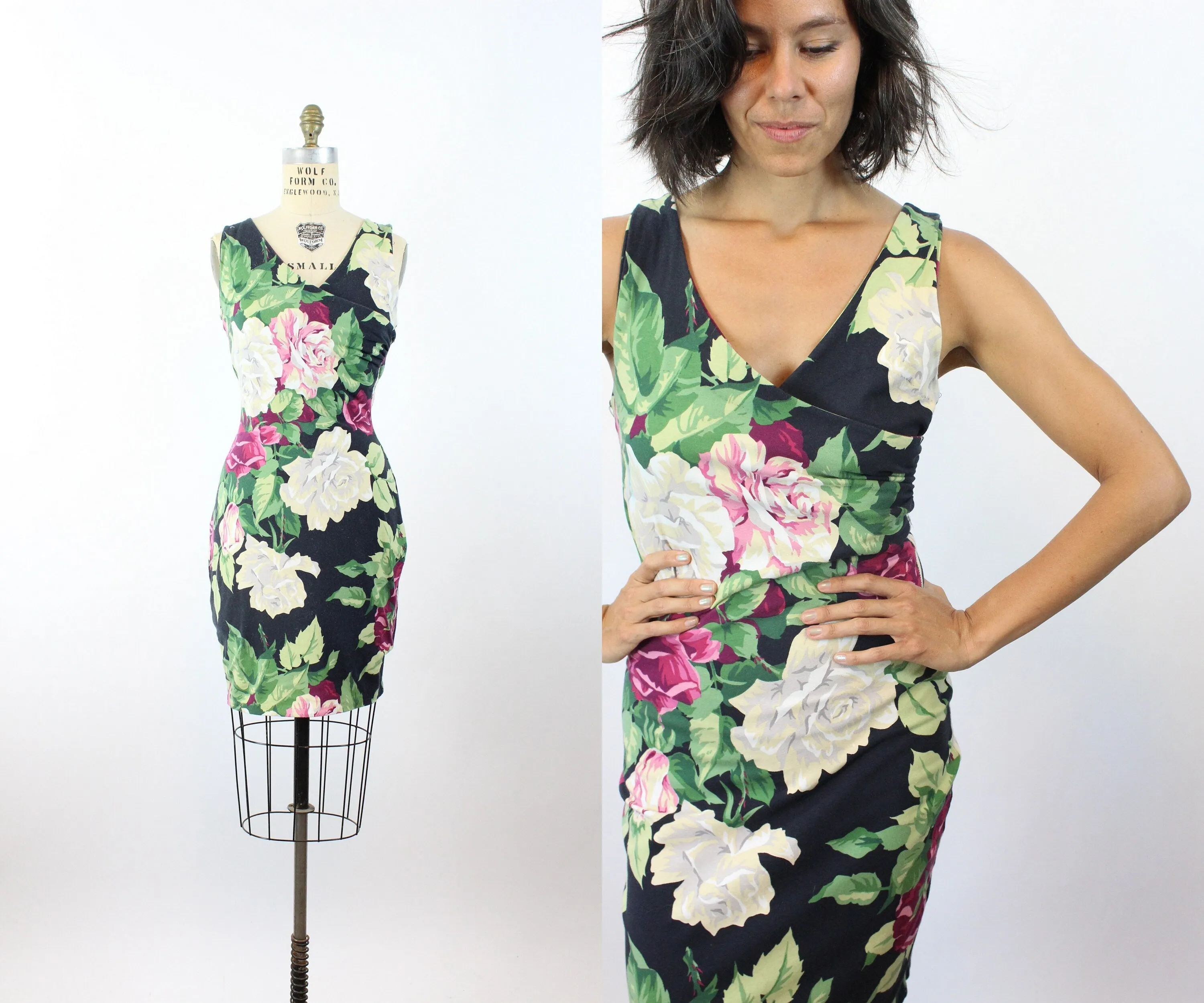 1980s PUNK Betsey Johnson ROSE PRINT dress small | new spring summer