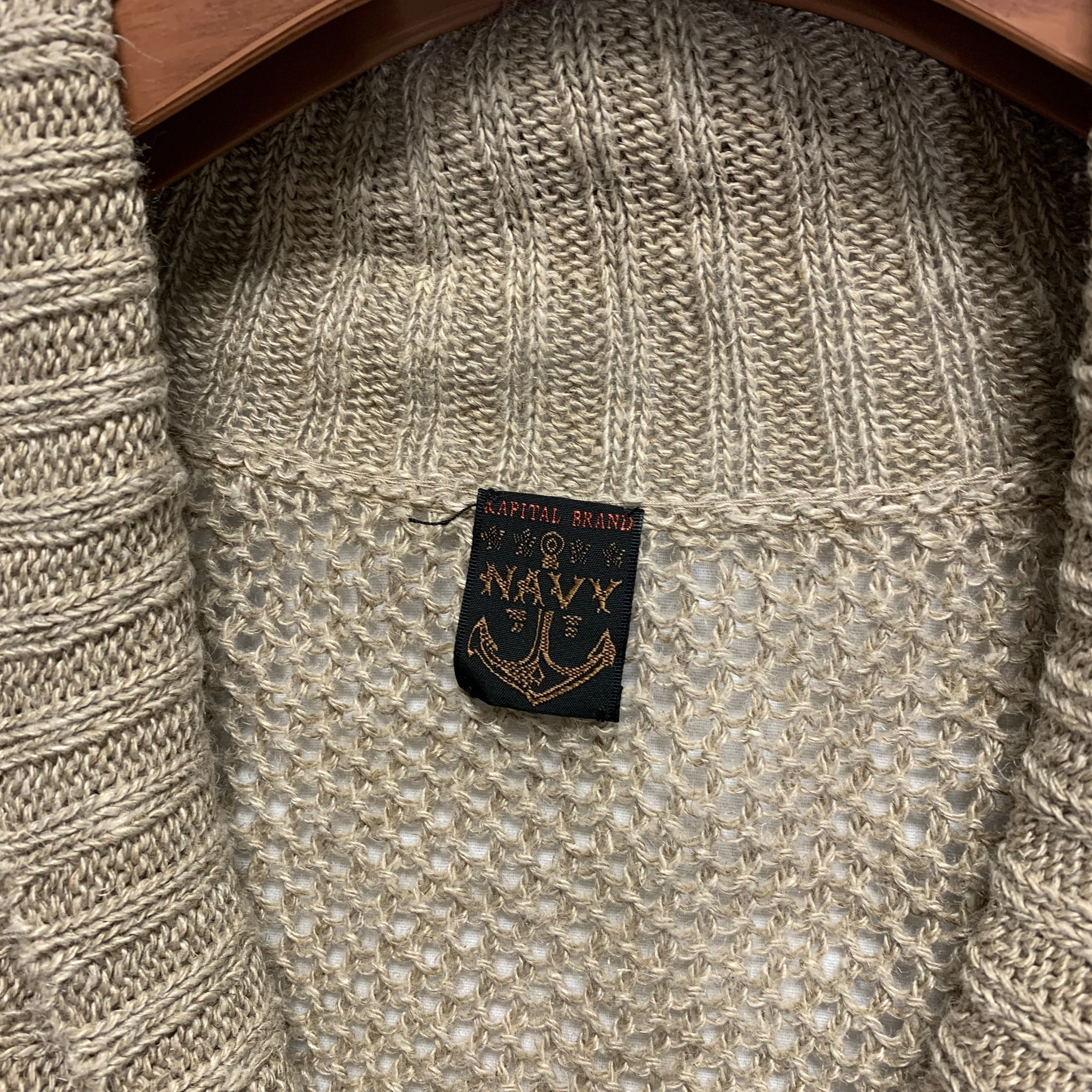 [2] Kapital Navy Linen Loose Knit Summer Cardigan