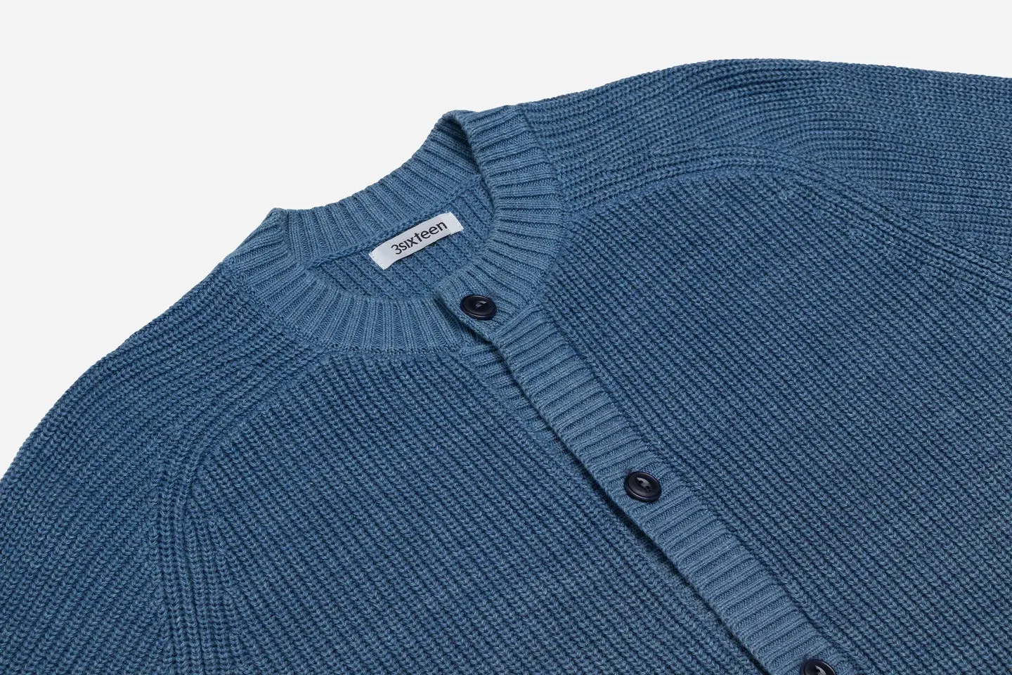 【3sixteen】義大利藍染匹馬棉 開襟毛衣／Crewneck Cardigan Indigo