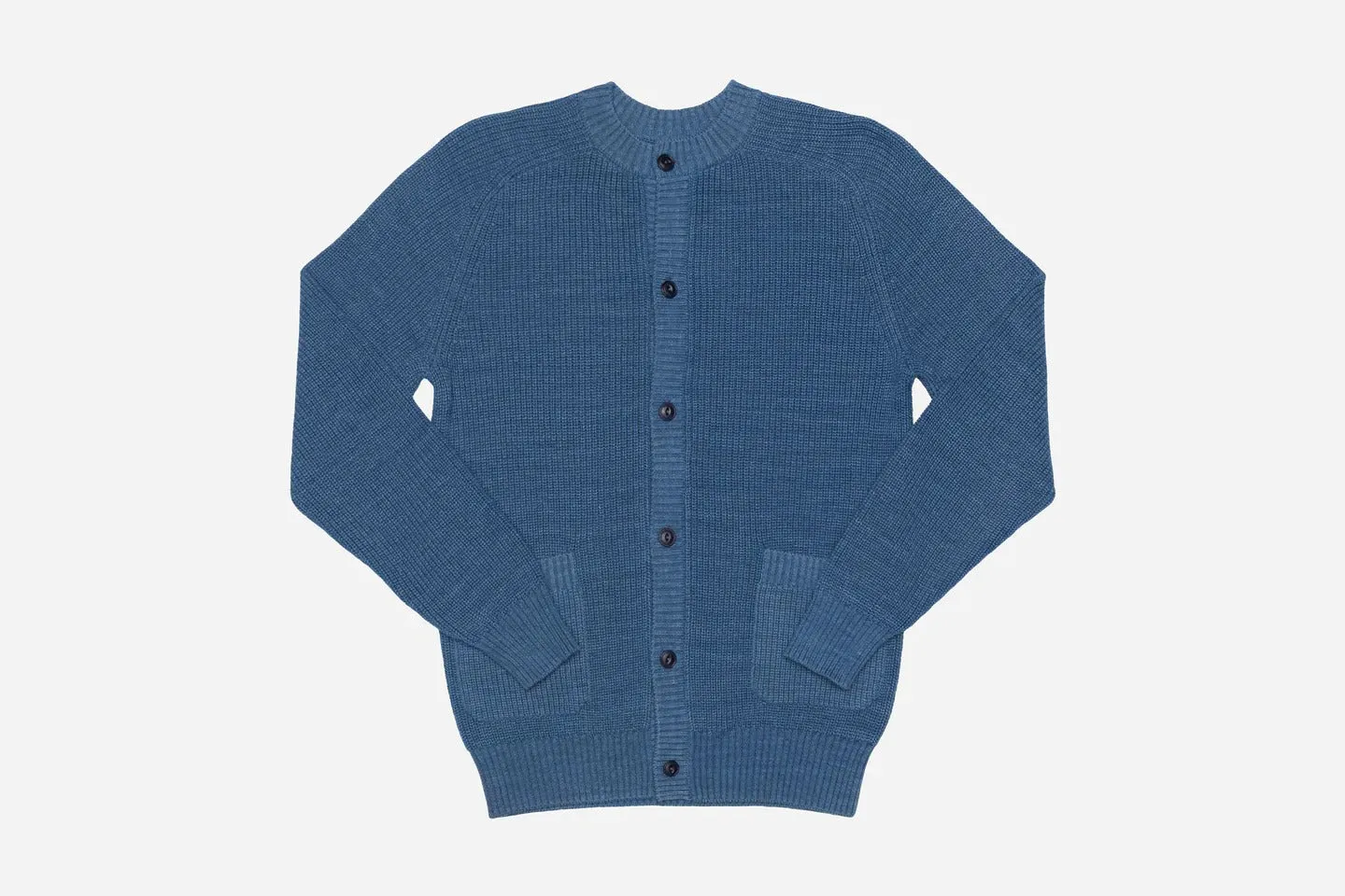 【3sixteen】義大利藍染匹馬棉 開襟毛衣／Crewneck Cardigan Indigo