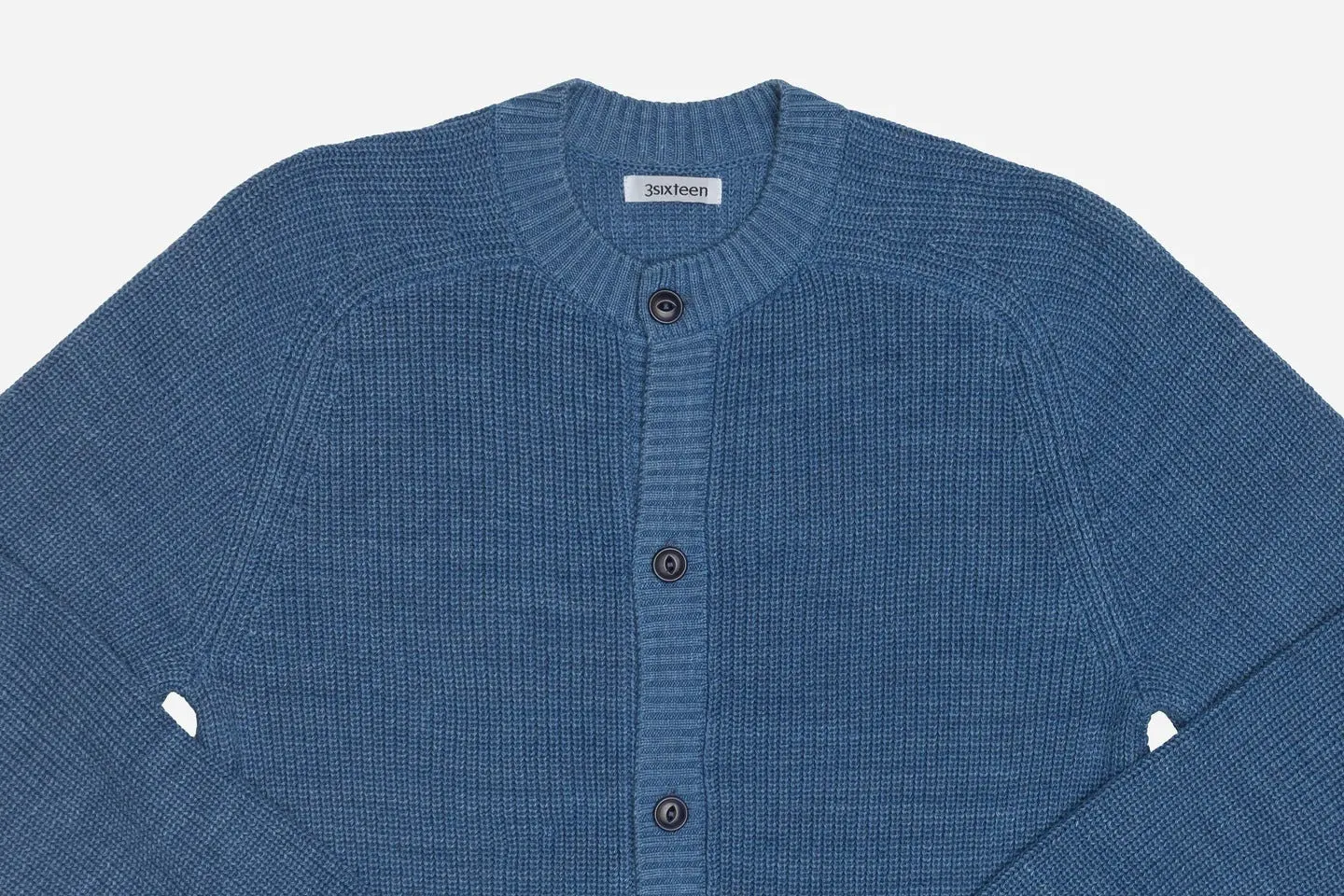 【3sixteen】義大利藍染匹馬棉 開襟毛衣／Crewneck Cardigan Indigo
