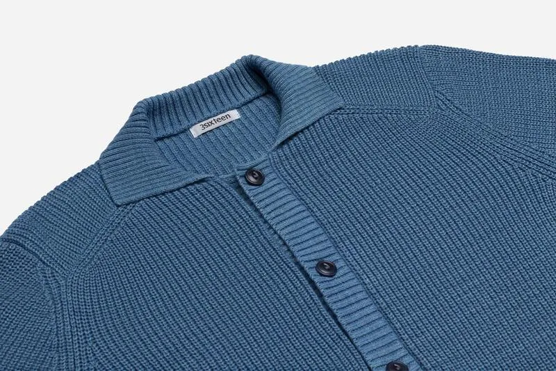 【3sixteen】義大利藍染匹馬棉 開襟立領毛衣／Pima Cotton Collared Cardigan