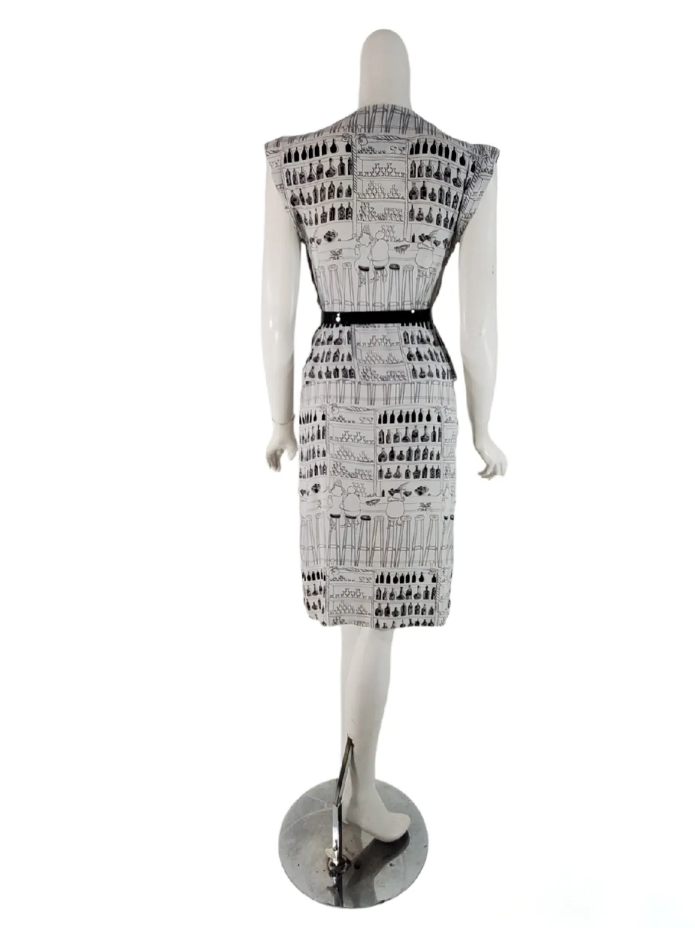 40s Novelty Print Barfly Peplum Dress