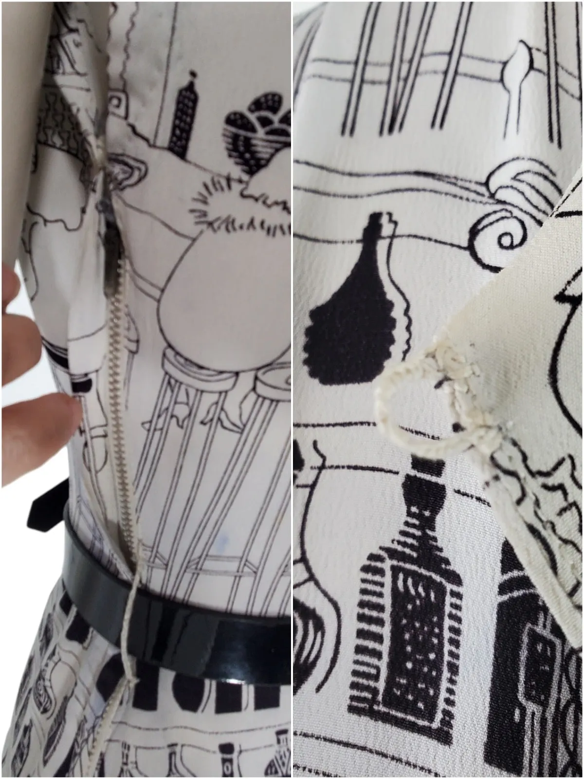 40s Novelty Print Barfly Peplum Dress