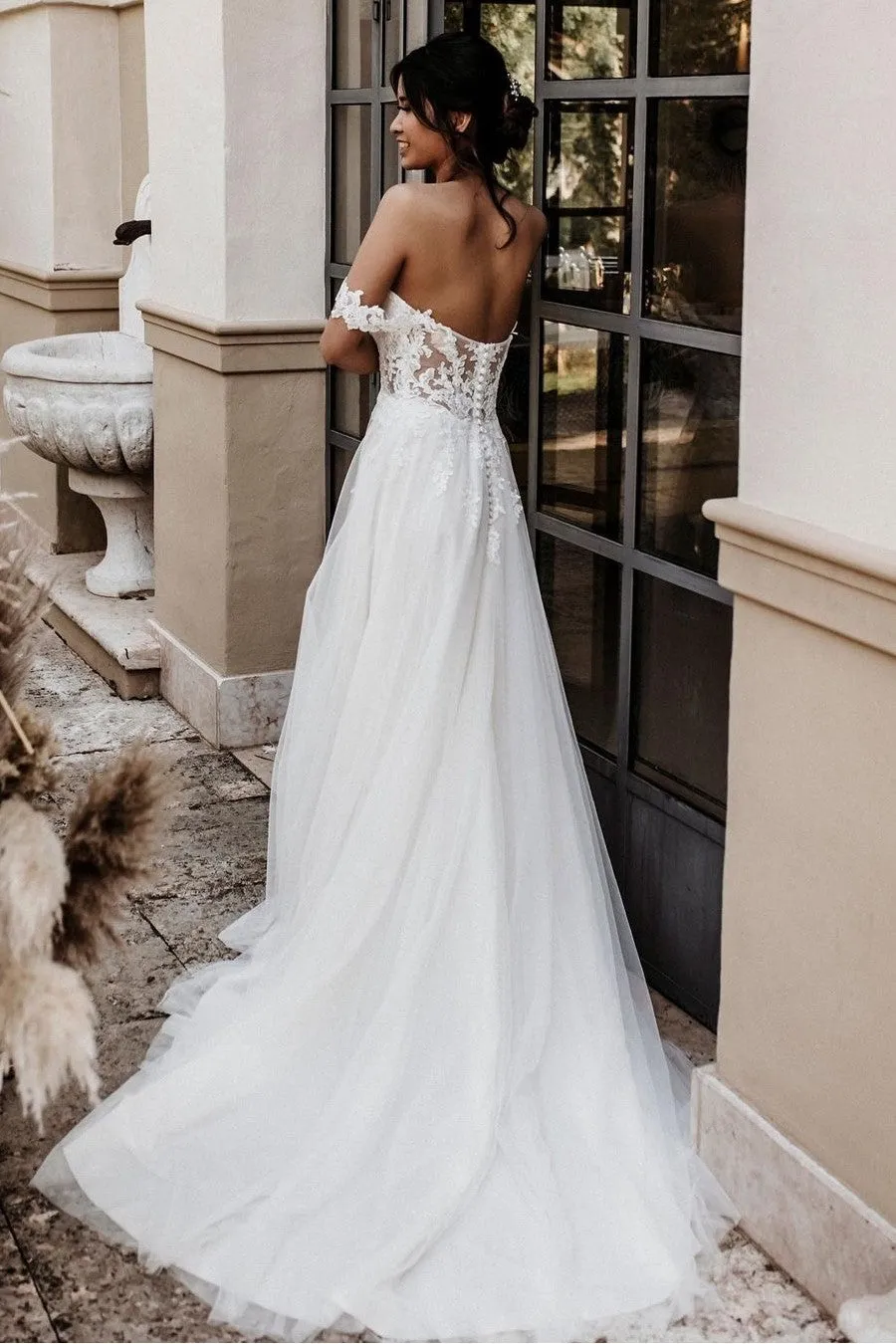 A-line Tulle Bridal Gown with Removeable Lace Straps