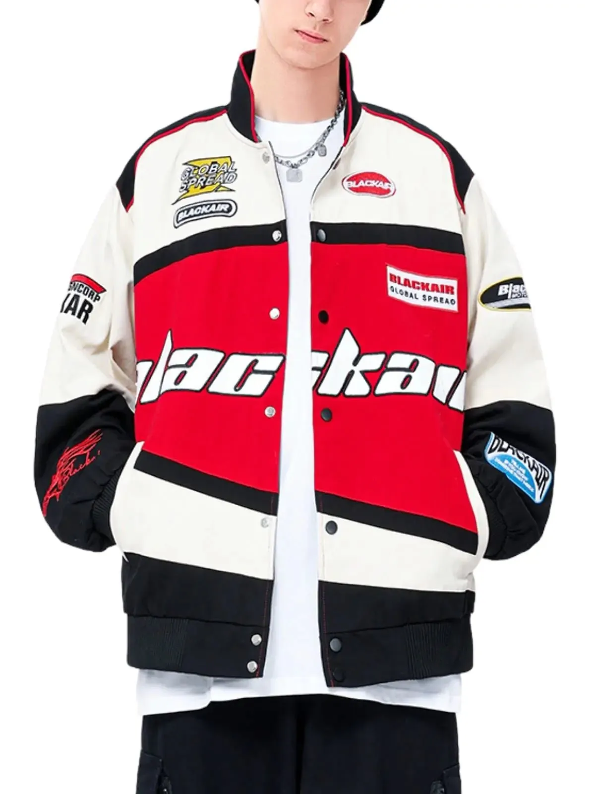 Aelfric Eden Blackair Mens Varsity Jackets Womens Bomber Jackets Vintage Motorcycle Racer Jacket