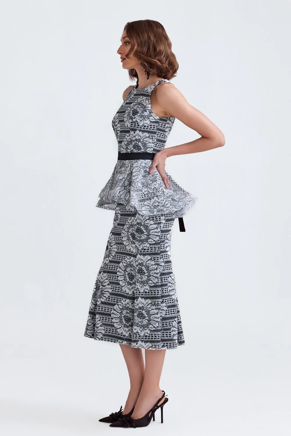 Aiza Peplum Lace Midi