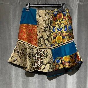 Alice   Olivia Multi Fabric Bottom Flare Skirt