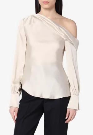 Alice One-Shoulder Satin Blouse