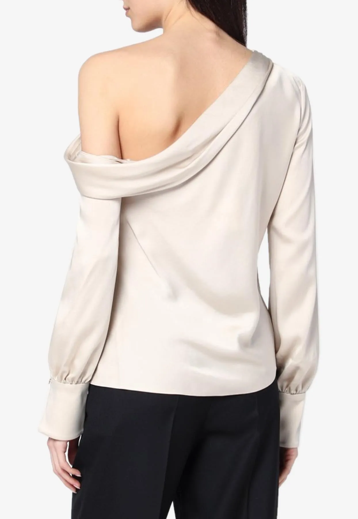 Alice One-Shoulder Satin Blouse