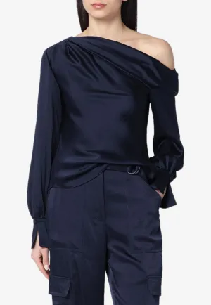 Alice One-Shoulder Satin Blouse