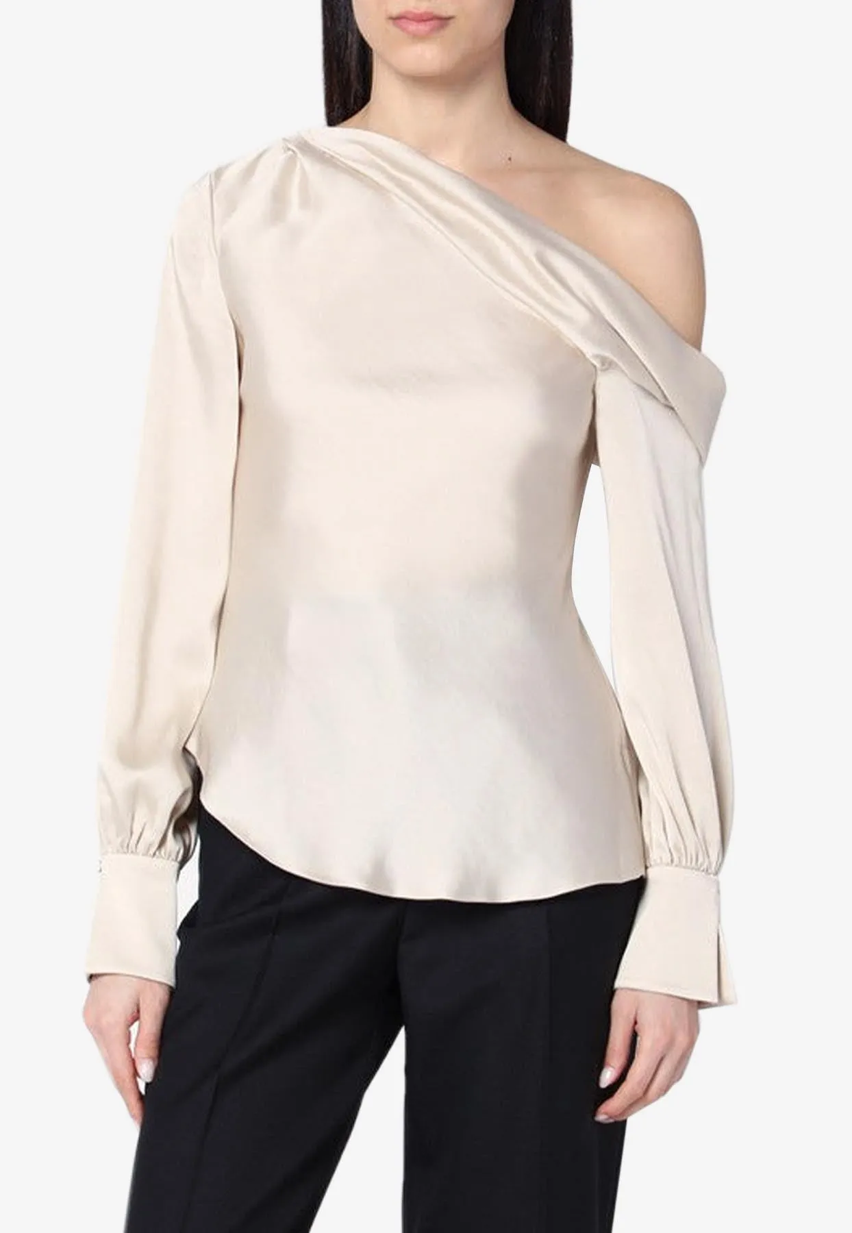Alice One-Shoulder Satin Blouse