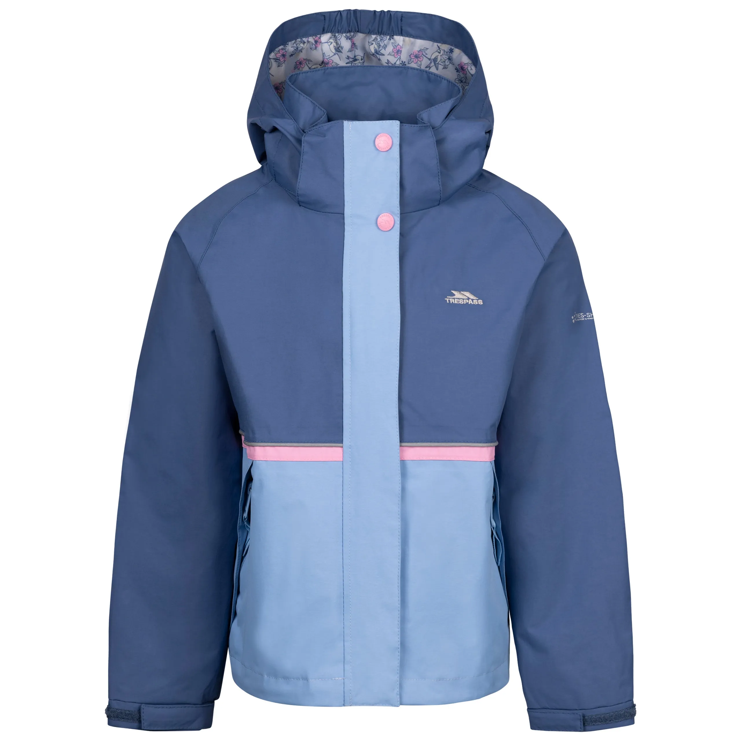 Allora Girls' Unpadded Waterproof Rain Jacket in Bluetone