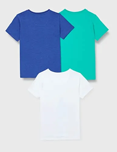 Amazon Brand - Jam & Honey Boy's Mix Pattern Regular Fit T-Shirt (JHSS20BTSHP355_Green, Blue Melange, White 11 Years-12 Years)