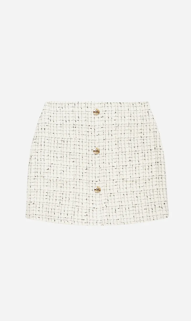 Anine Bing | Mateo Skirt - Cream & Black Tweed