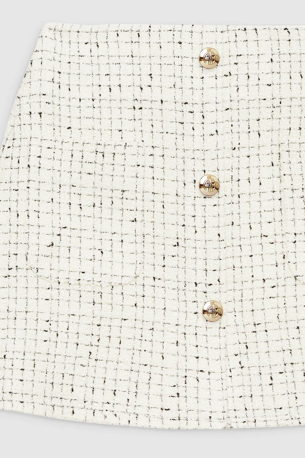 Anine Bing | Mateo Skirt - Cream & Black Tweed