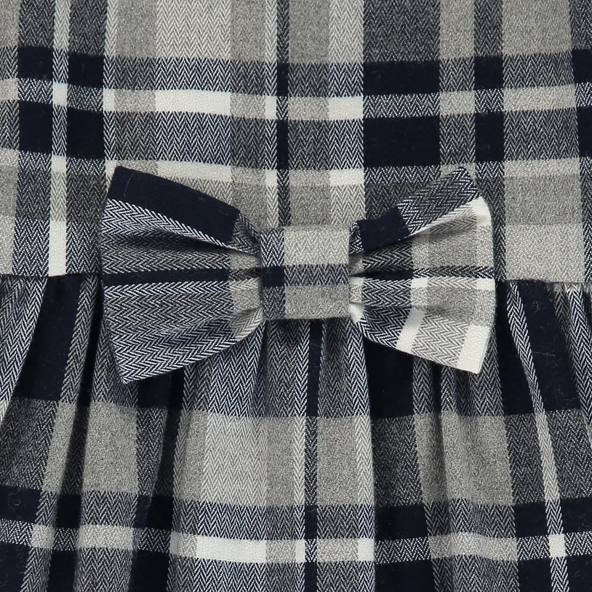 Baby Girls Navy Blue and Grey Check Dress