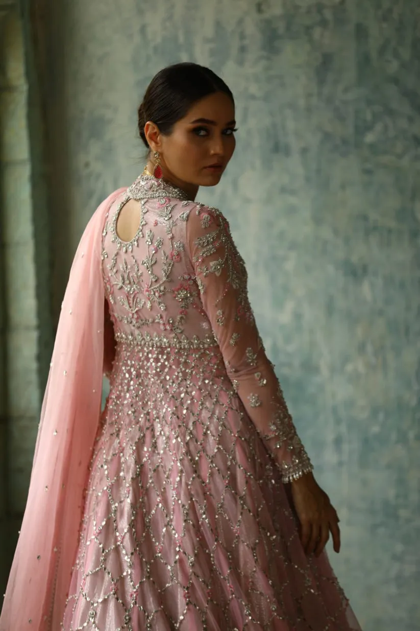 Baby Pink Net Lehenga Frock Pakistani Bridal Dresses