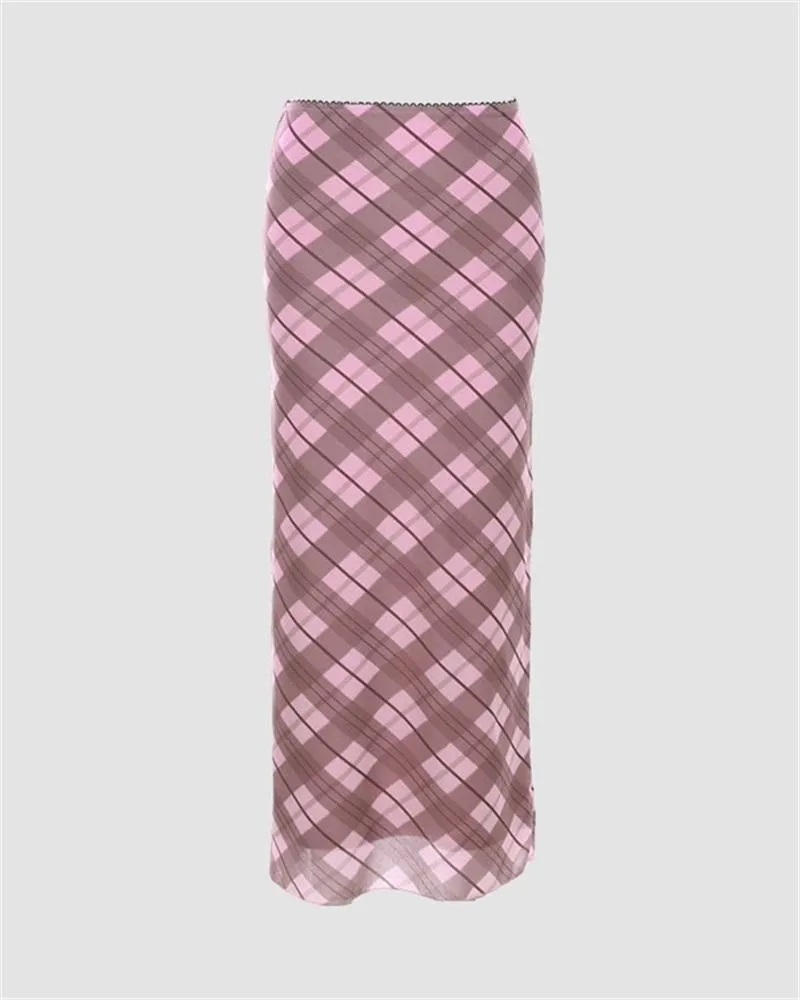 Bascord Maxi Plaid Skirt