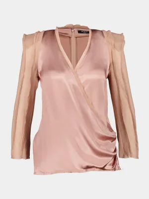 Beige Poudre Shoulder-Pad Blouse