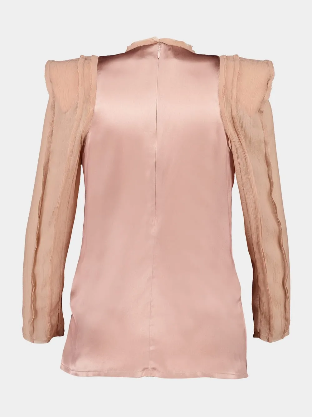 Beige Poudre Shoulder-Pad Blouse
