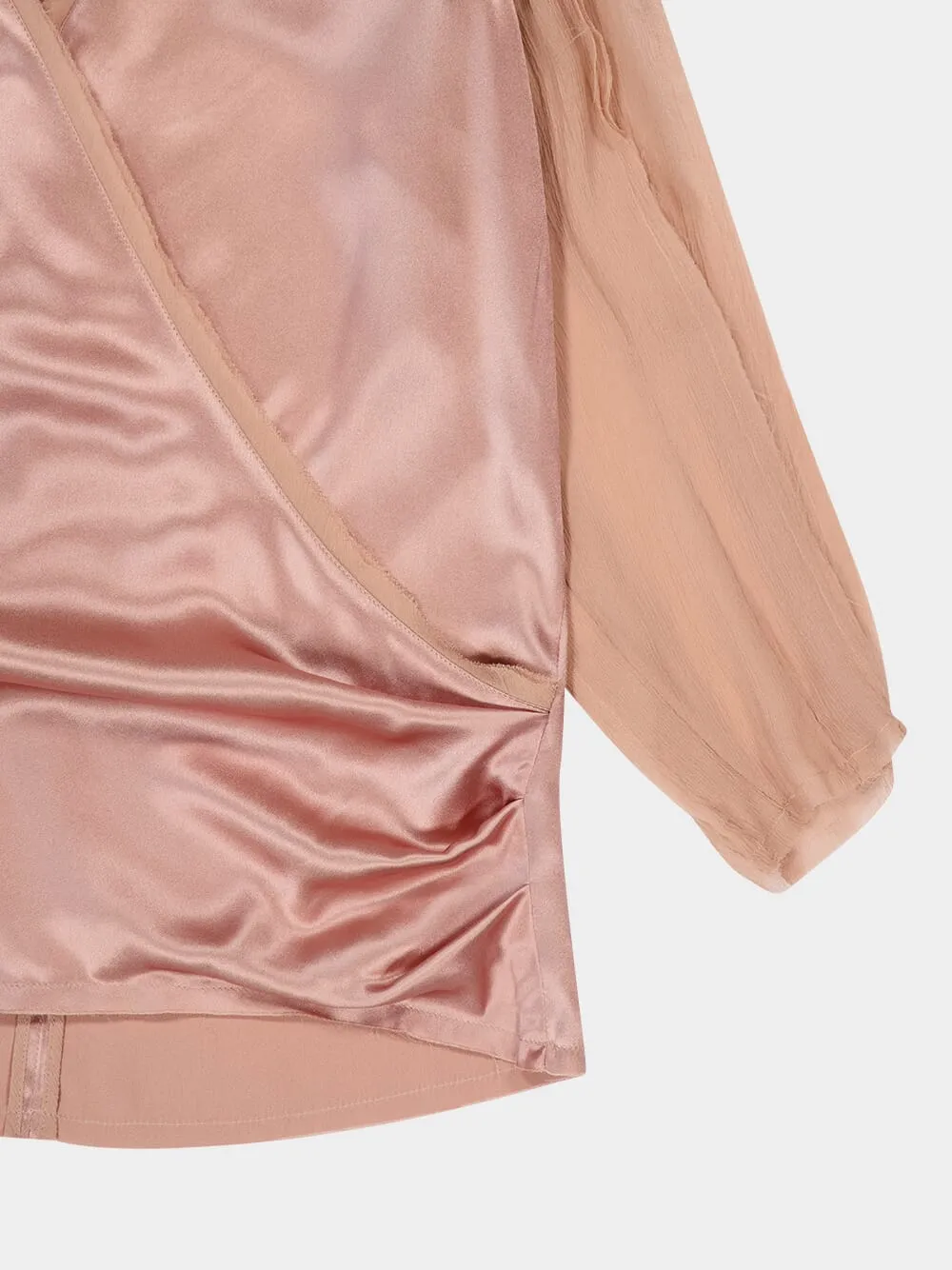 Beige Poudre Shoulder-Pad Blouse