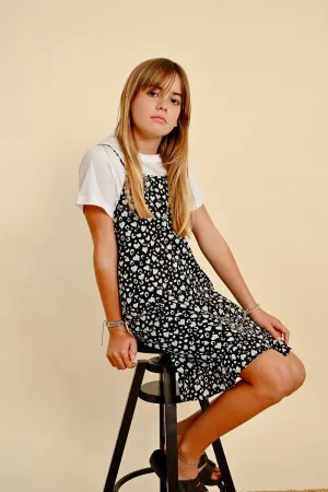 BI-MATERIAL DRESS, PRINTED