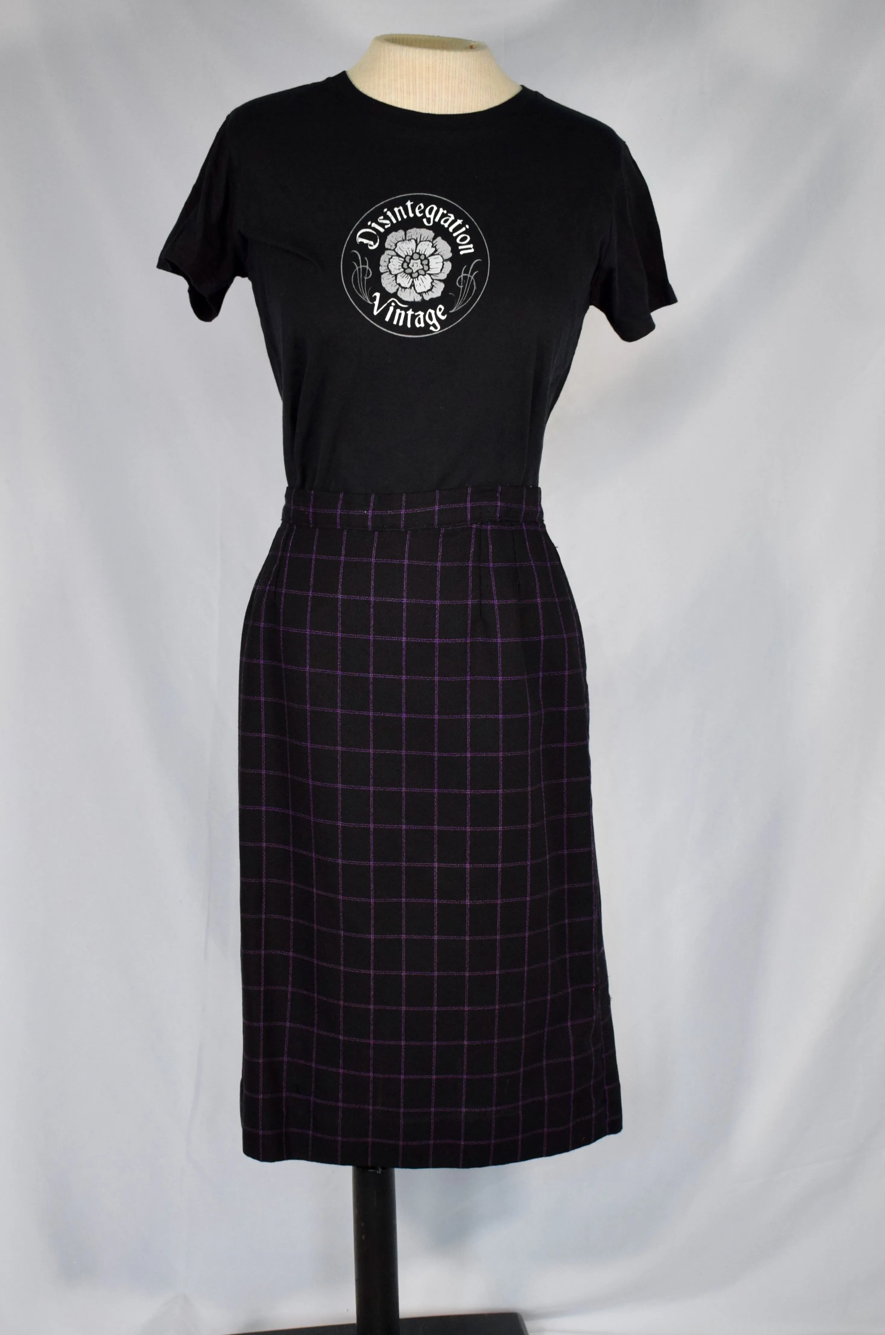 Black and purple plaid skirt