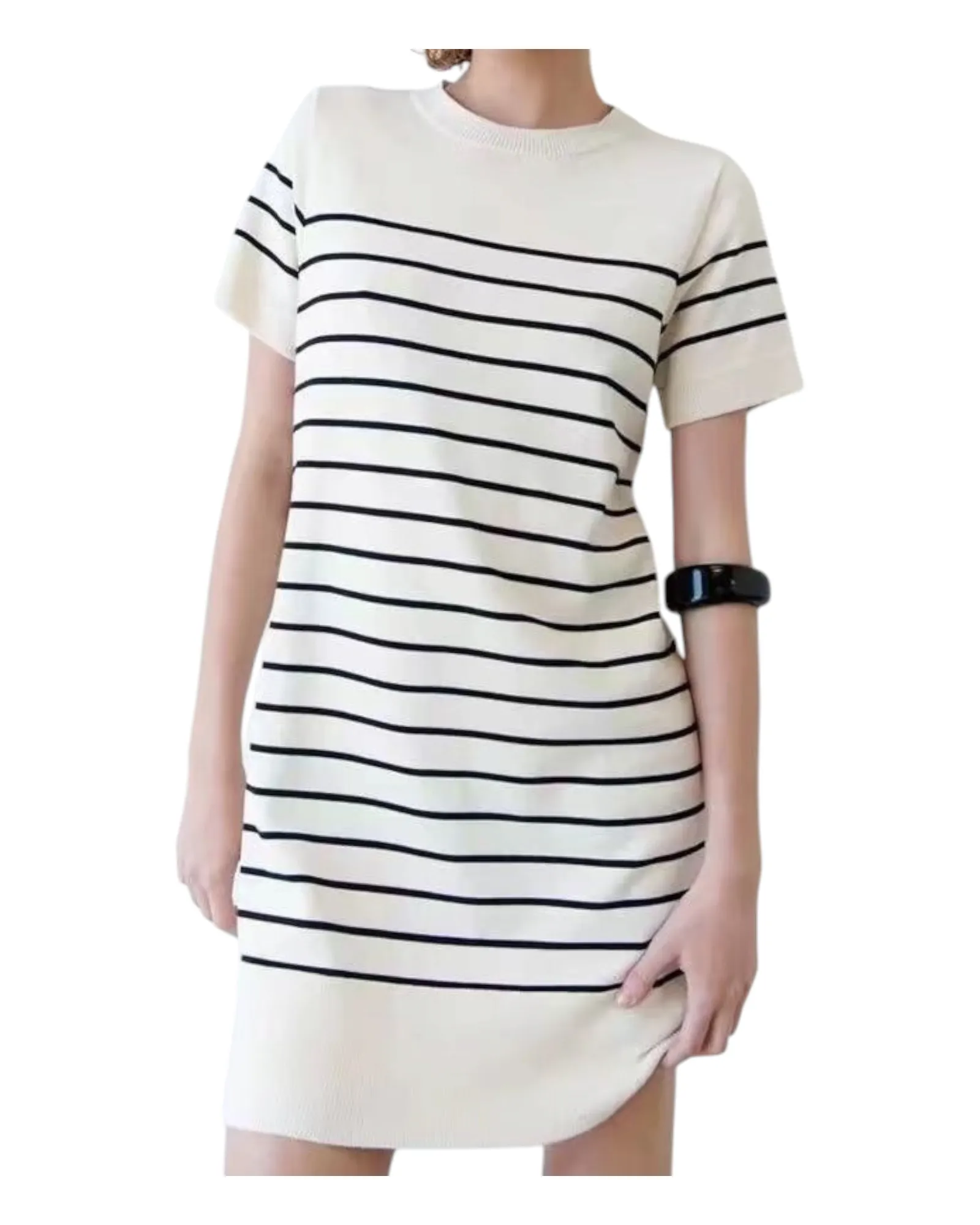 Black and White Striped T-Shirt Dress
