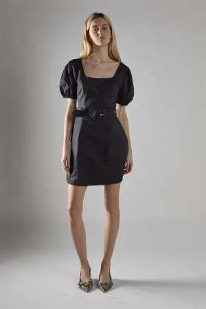 Black Belted Peplum Mini-Dress