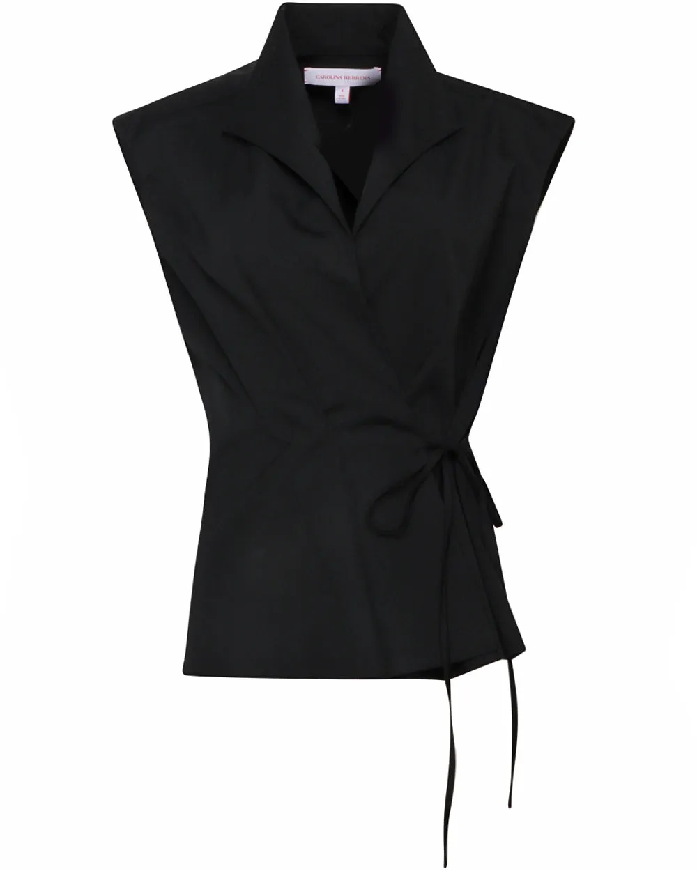 Black V Neck Wrap Blouse