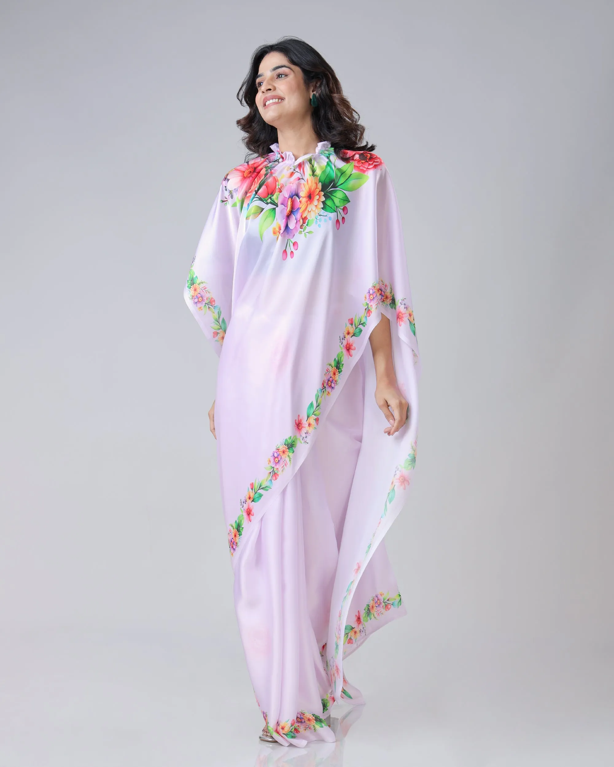 Blooming Multi-Color Floral Freehand Saree