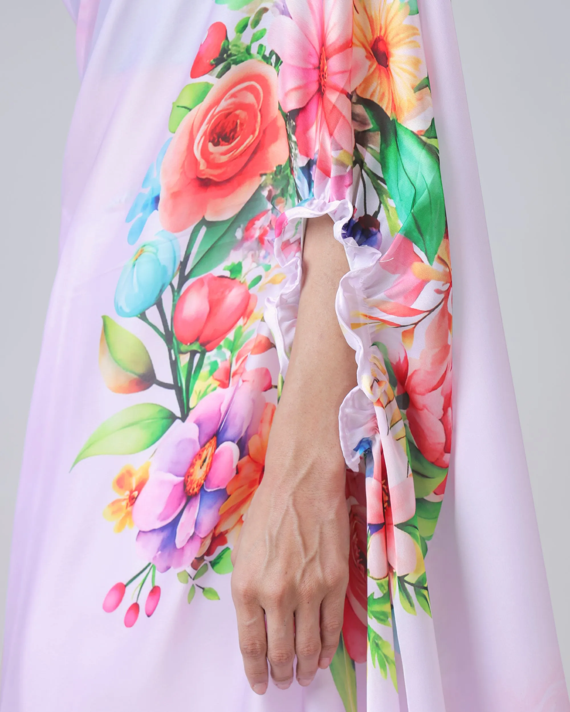 Blooming Multi-Color Floral Freehand Saree