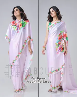 Blooming Multi-Color Floral Freehand Saree