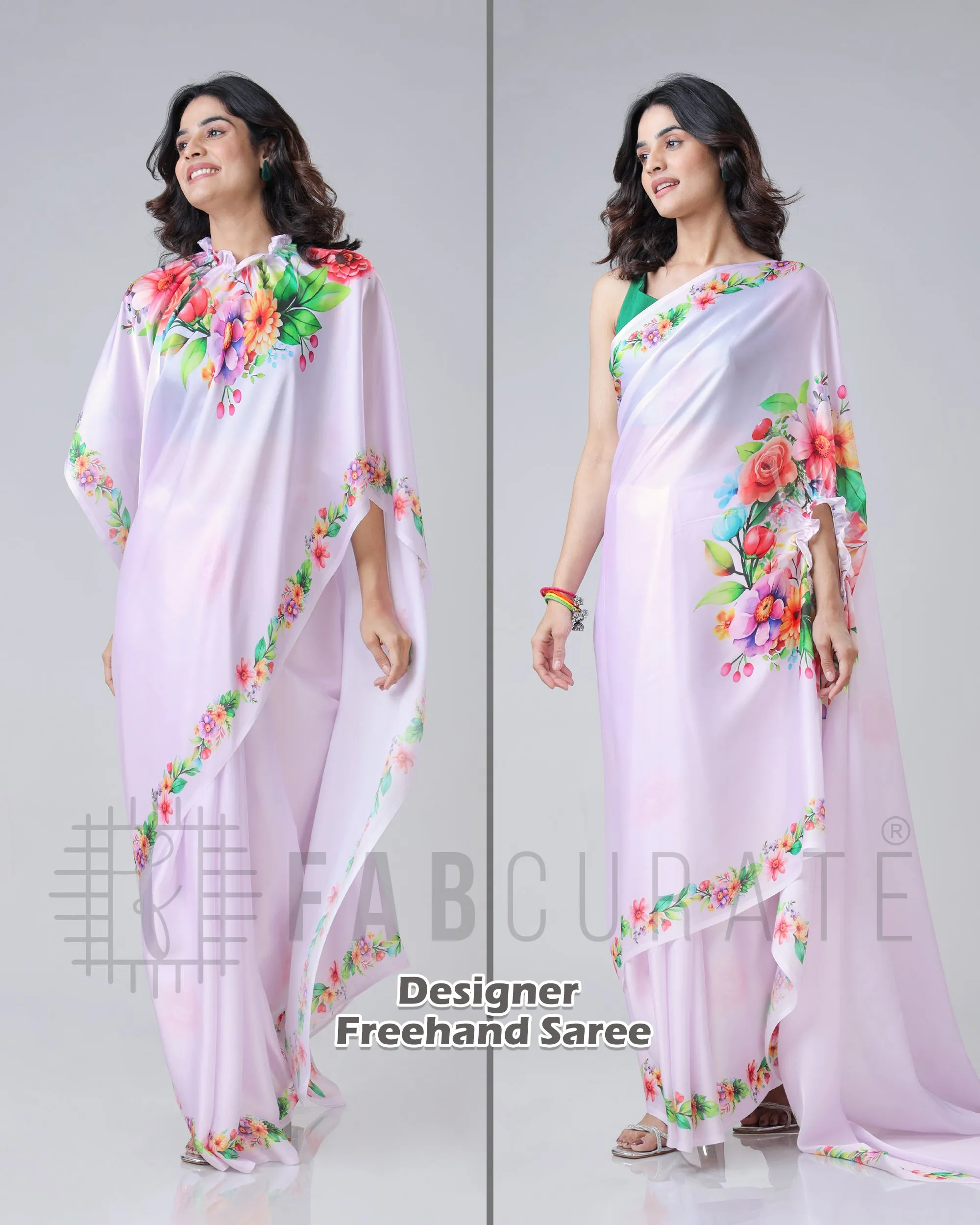 Blooming Multi-Color Floral Freehand Saree