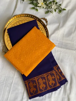 Blouse   Dancing girls woven border | Brinjal