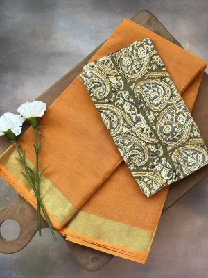 Blouse Kalamkari Cotton   Marigold Mist & Gold