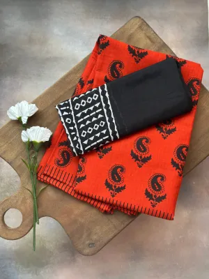 Blouse Silk Cotton   Rust Paistley