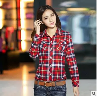 blouse women blouses shirt plaid vetement